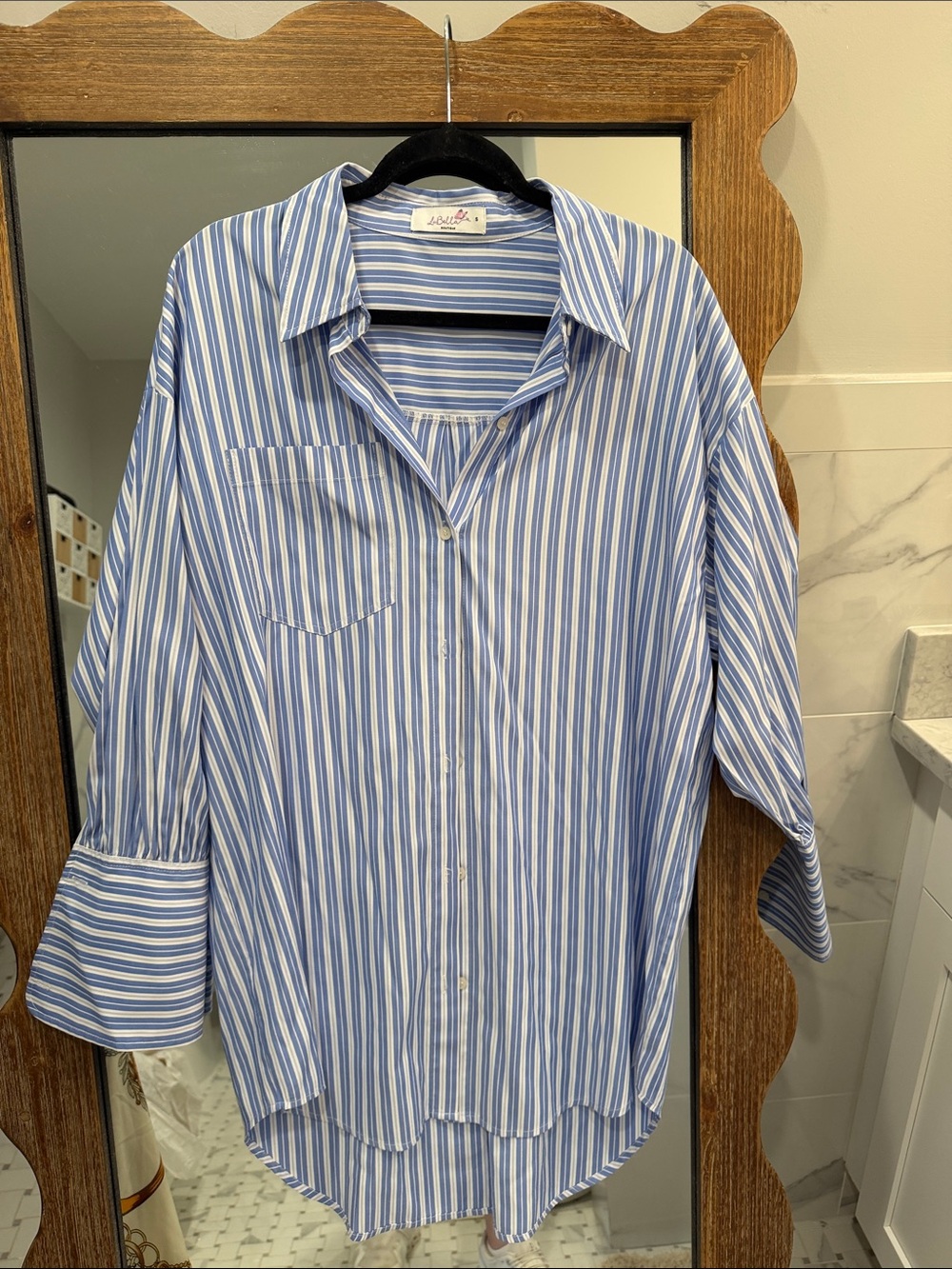 Light Blue and White Striped Button-Down Shirt - Relaxed Fit